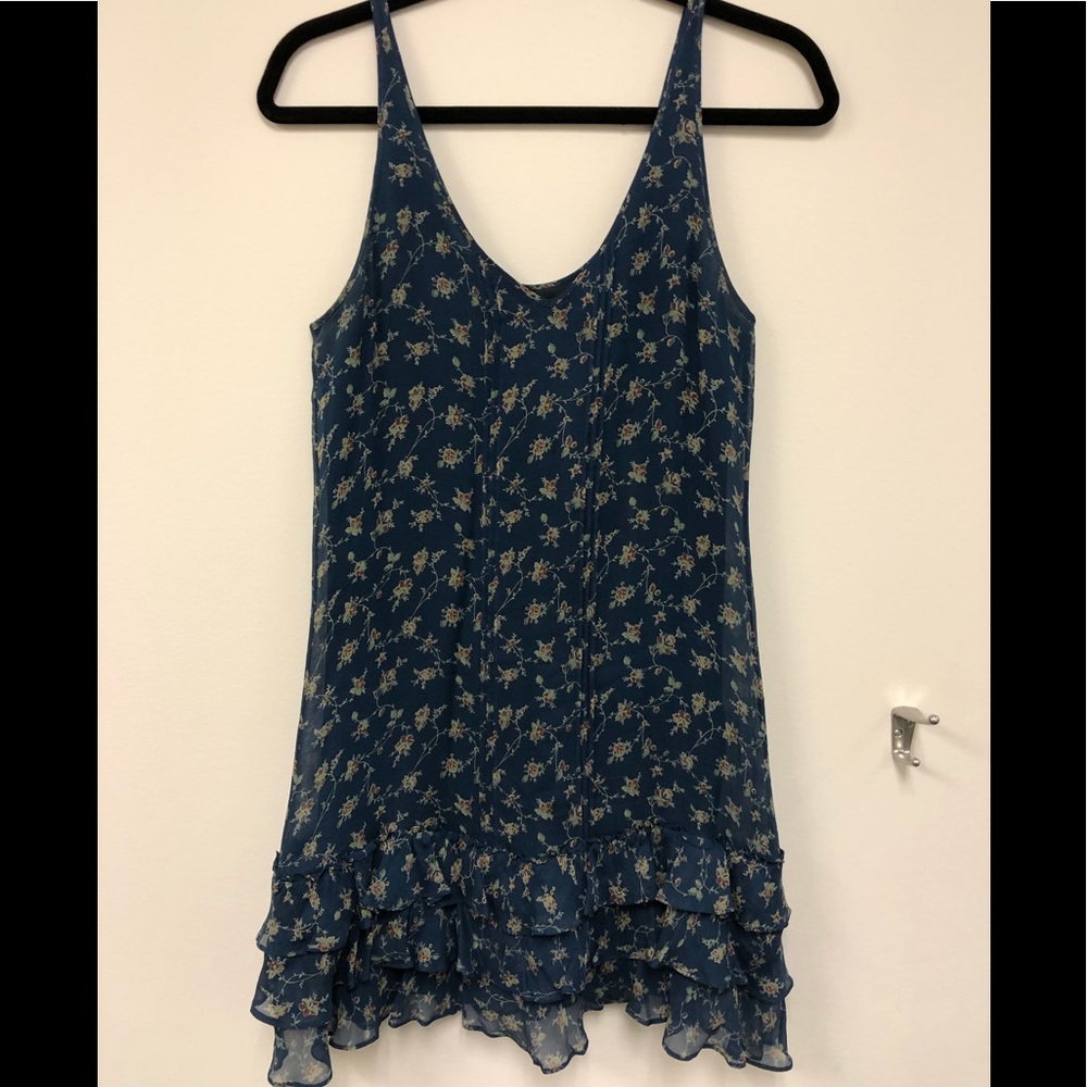 Abercrombie Vintage Blue Ruffle Silk Dress